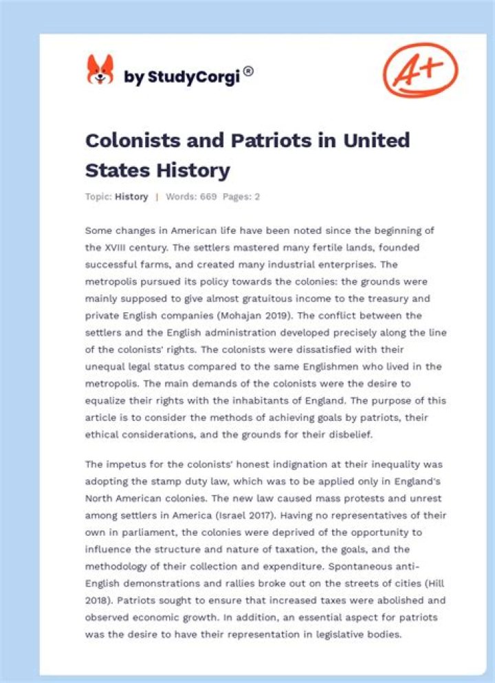 Are colonists and patriots the same thing?