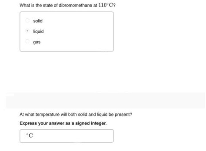 At what temperature will both solid and liquid be present?