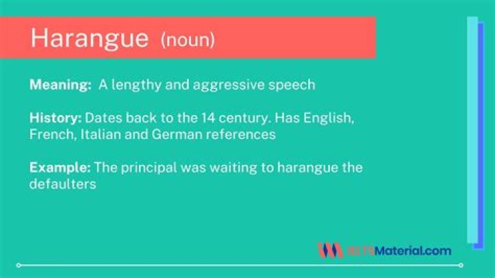 Does the word harangue mean?