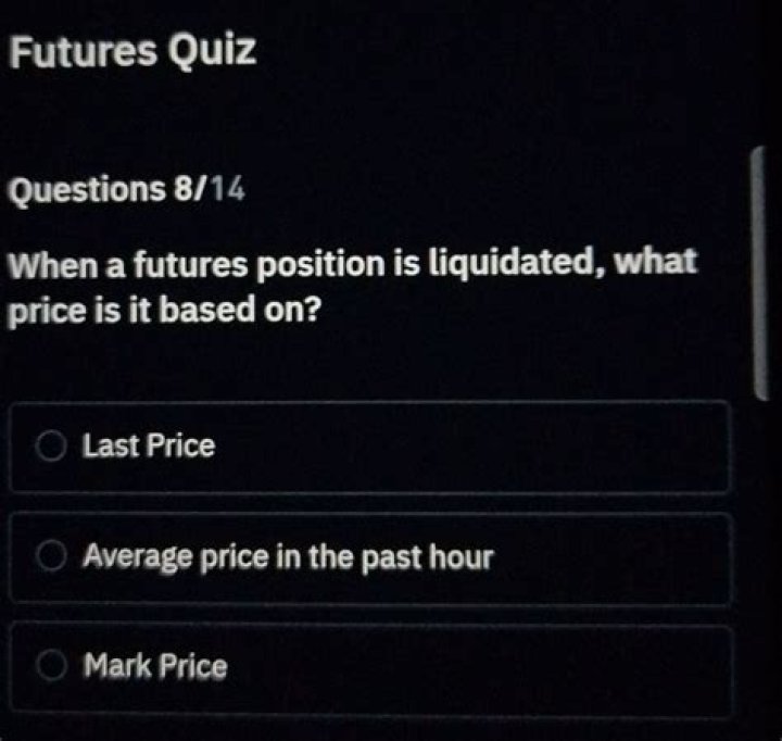 When futures balance is liquidated what price is it based on?