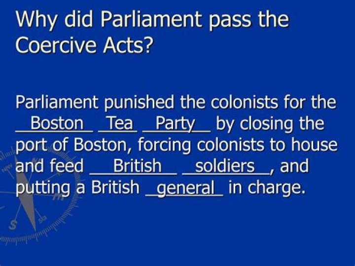 Why did parliament pass the coercive acts?
